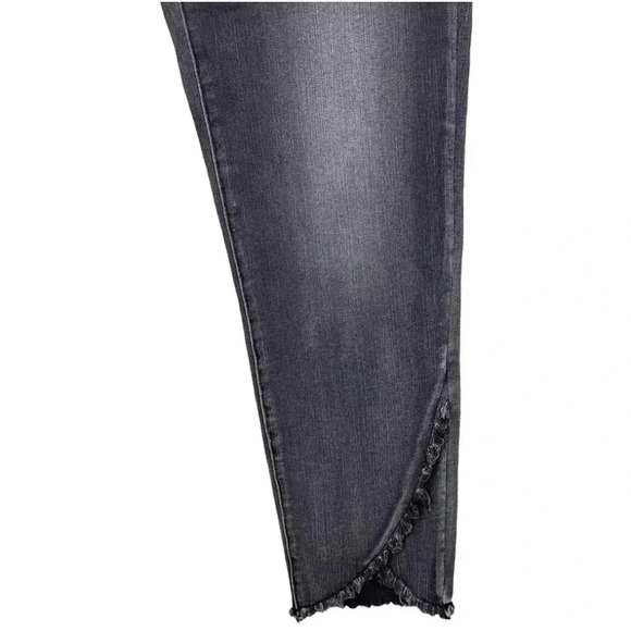 Soft Surroundings Boyfriend jeans Faded Black Assymmetrical raw hems size 14 - Picture 4 of 5